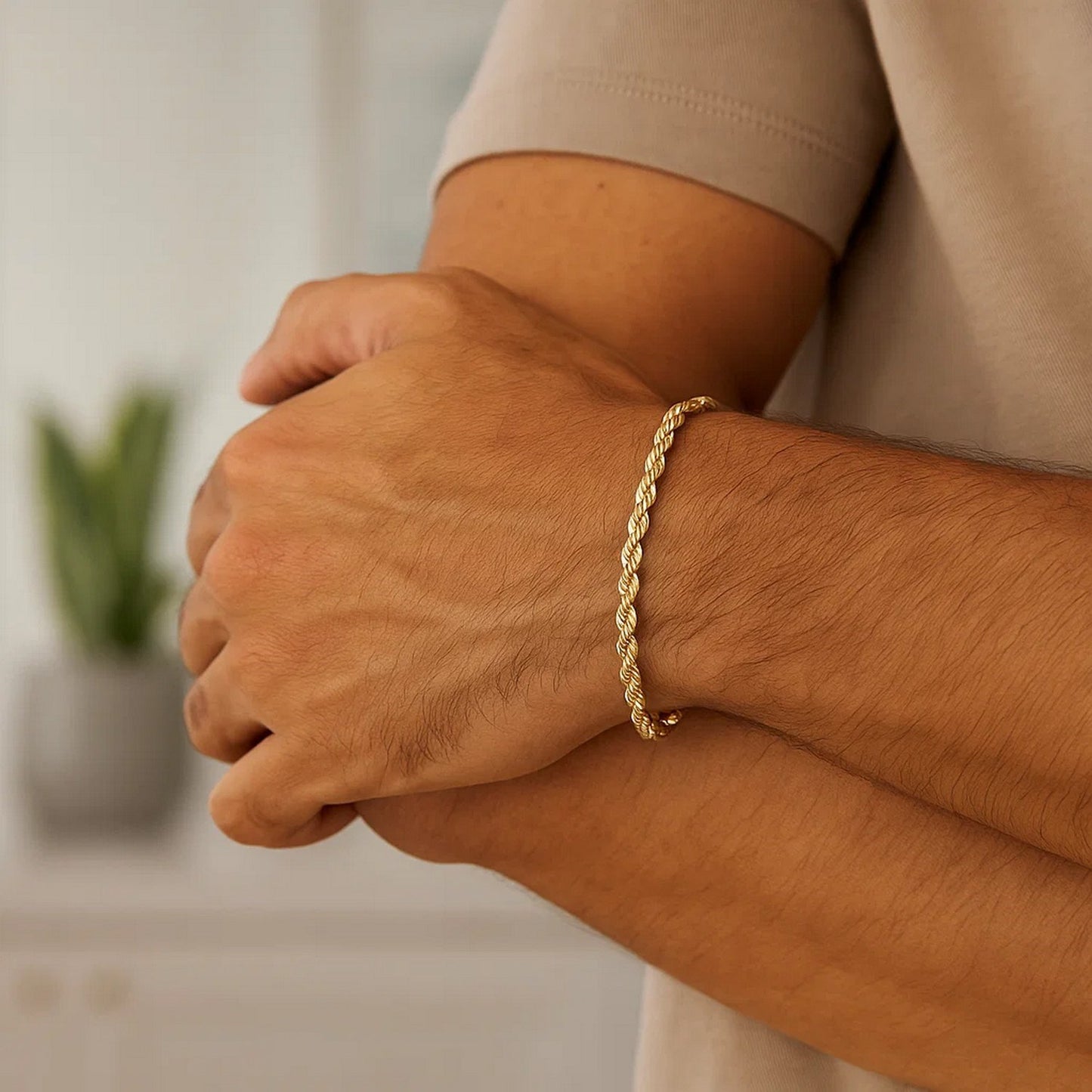 10K Yellow Gold Lite Rope Bracelet (5.00 mm)