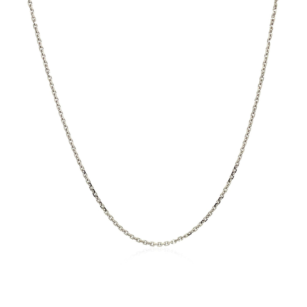 10K White Gold Adjustable Cable Chain Necklace with Heart Dangle (1.10 mm)