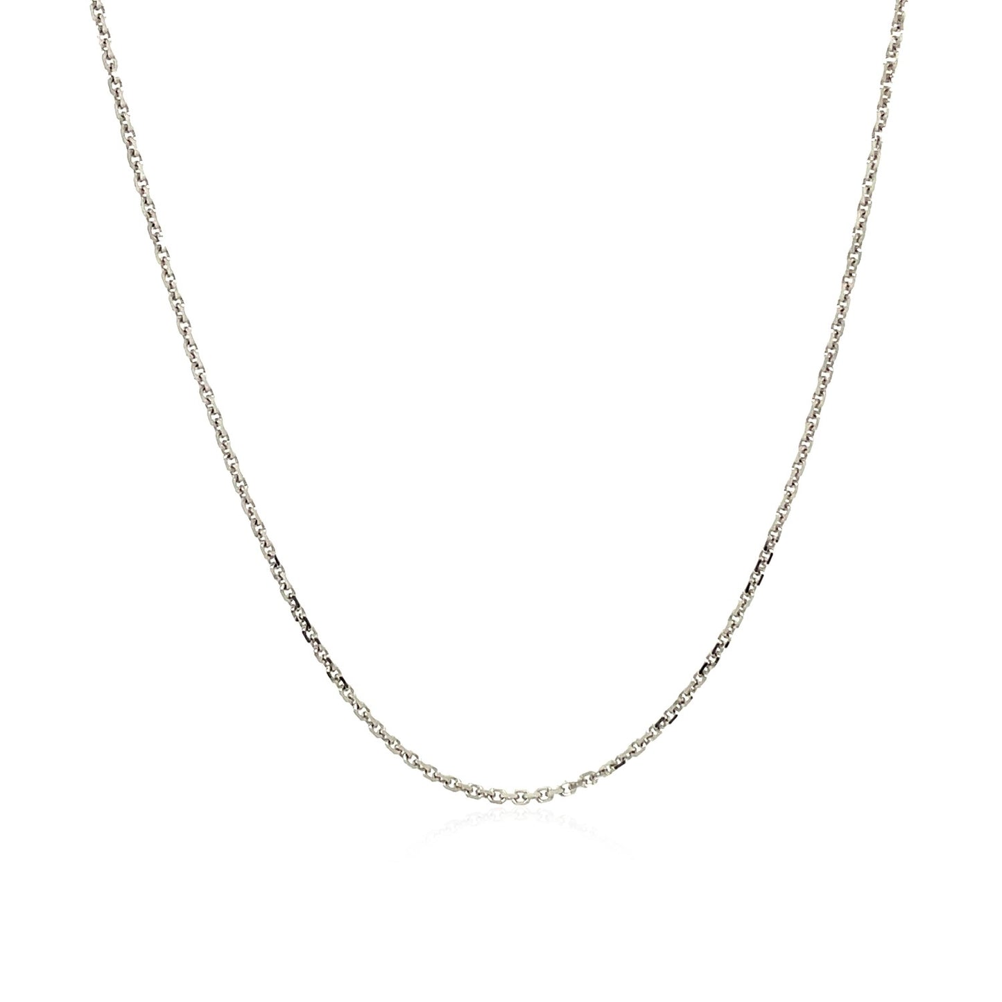 10K White Gold Adjustable Cable Chain Necklace with Heart Dangle (1.10 mm)