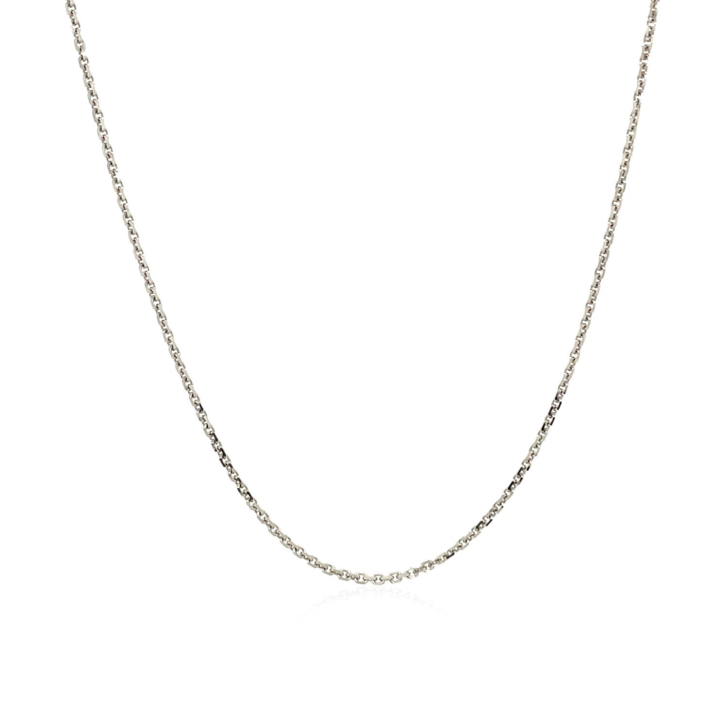 10K White Gold Adjustable Cable Chain Necklace with Heart Dangle (1.10 mm)