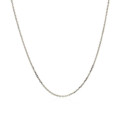 10K White Gold Adjustable Cable Chain Necklace with Heart Dangle (1.10 mm)
