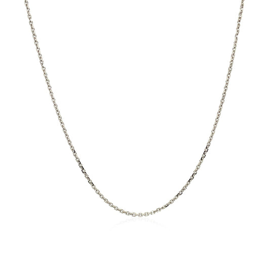 10K White Gold Adjustable Cable Chain Necklace with Heart Dangle (1.10 mm)