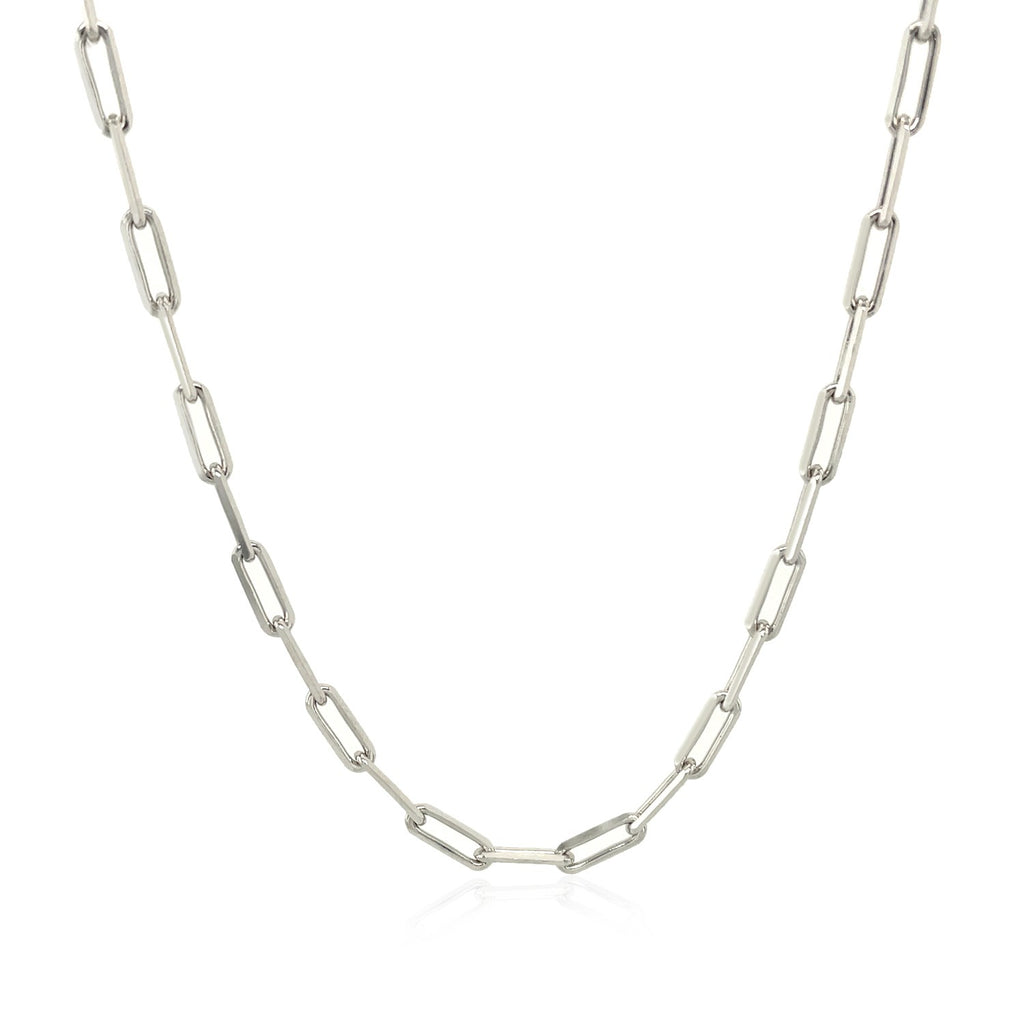 14K White Gold Paperclip Chain 2.50mm | Solid Gold, Lobster Clasp