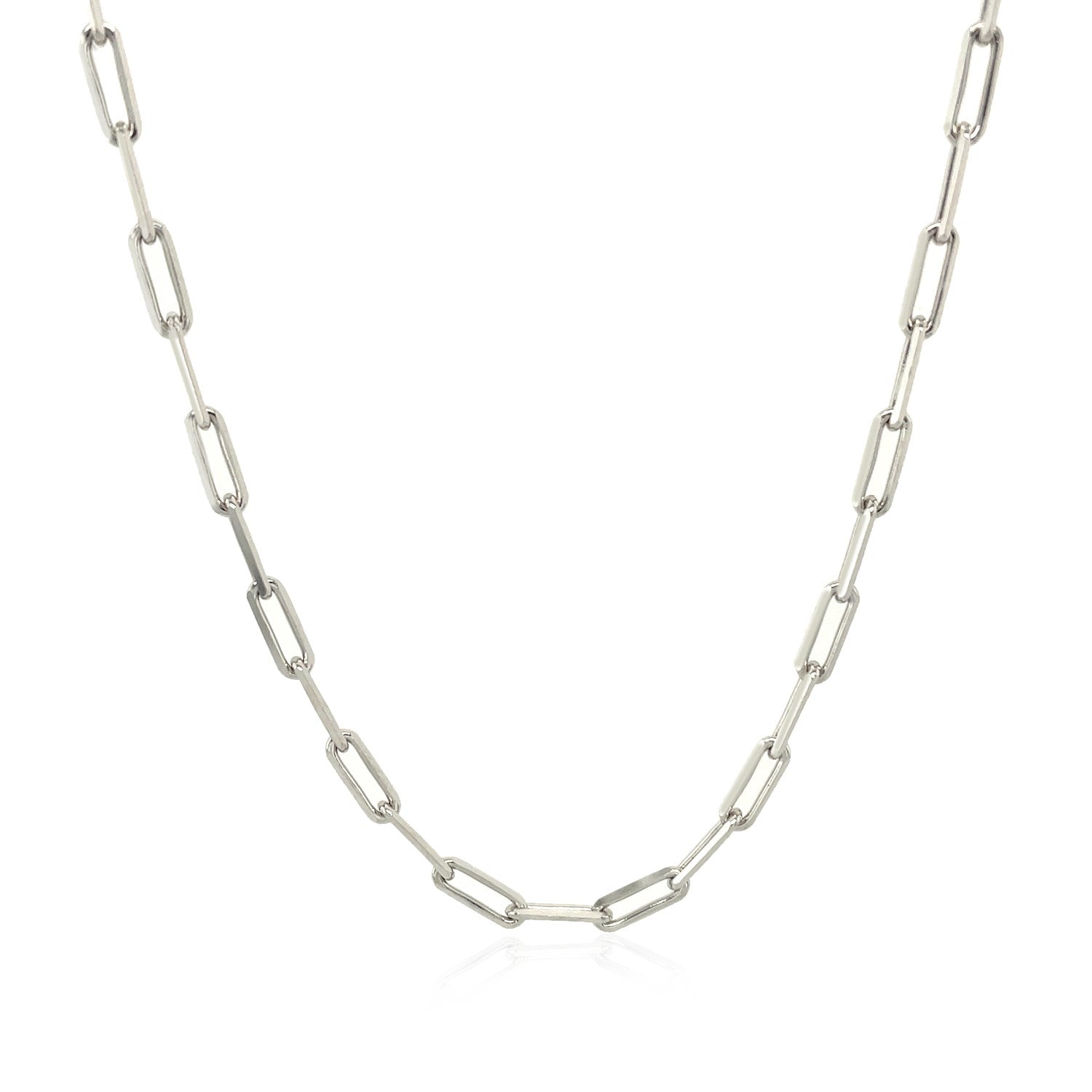 14K White Gold Paperclip Chain 2.50mm | Solid Gold, Lobster Clasp