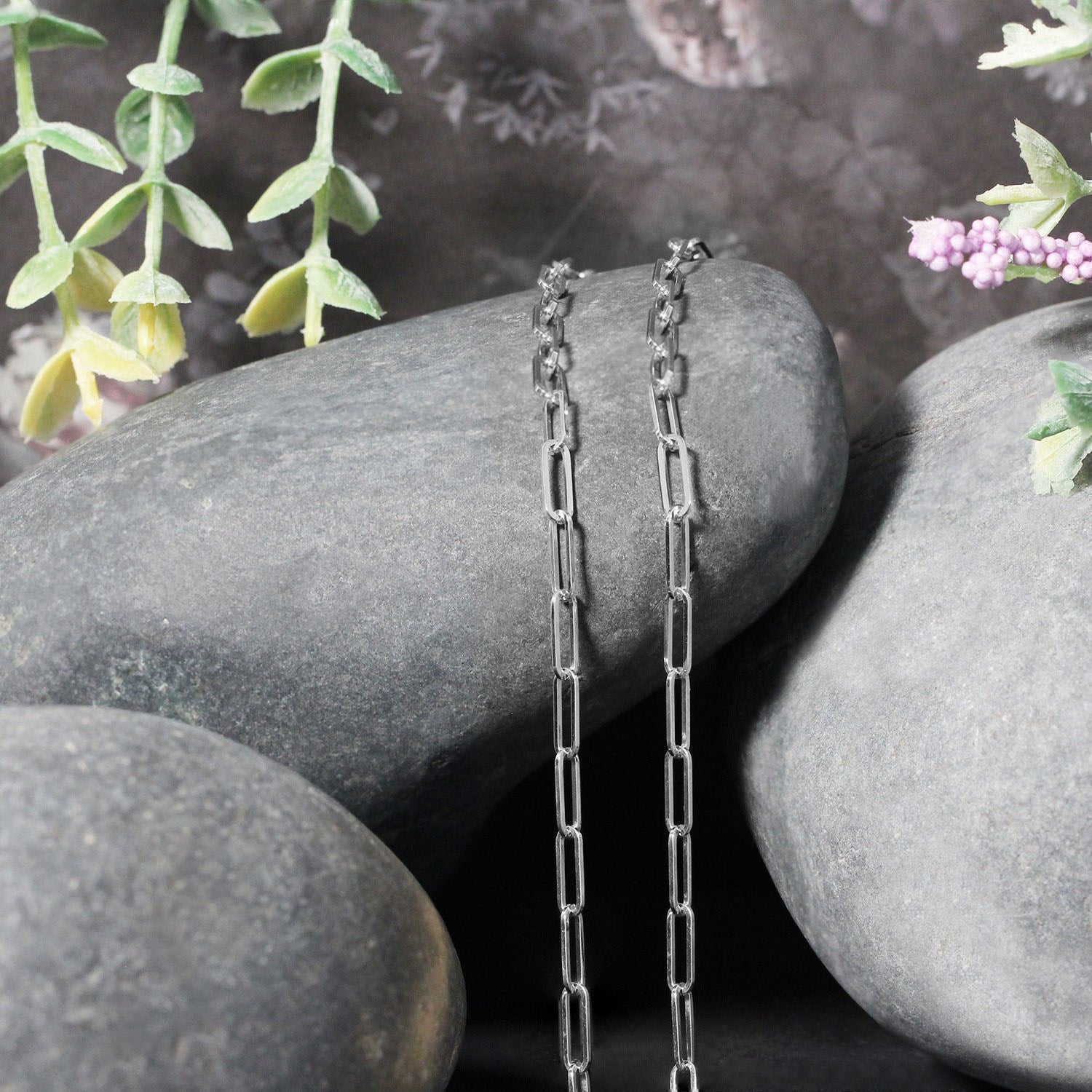 14K White Gold Paperclip Chain 2.50mm | Solid Gold, Lobster Clasp