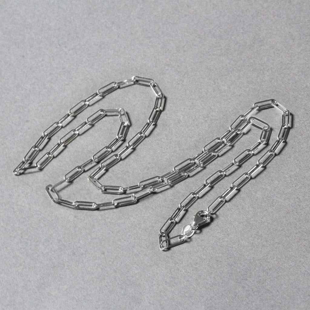 14K White Gold Paperclip Chain 2.50mm | Solid Gold, Lobster Clasp