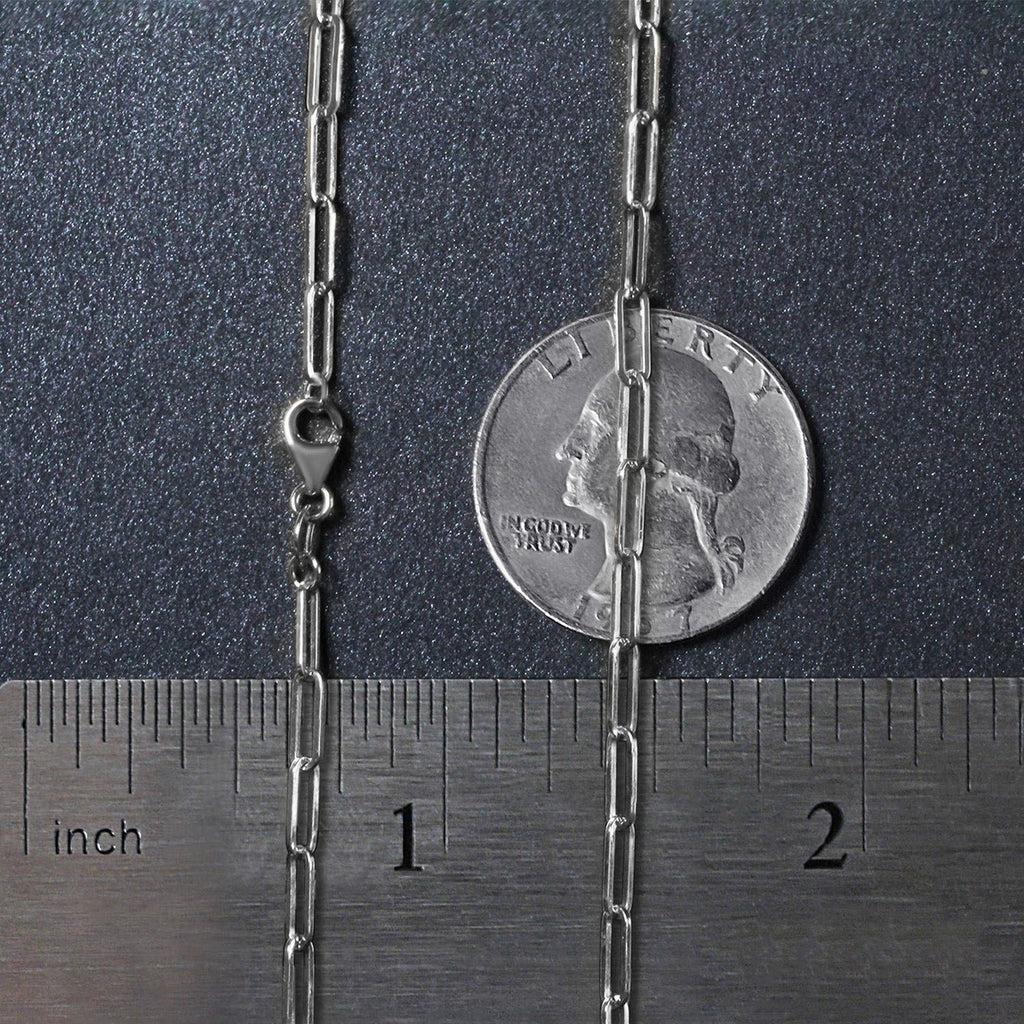 14K White Gold Paperclip Chain 2.50mm | Solid Gold, Lobster Clasp