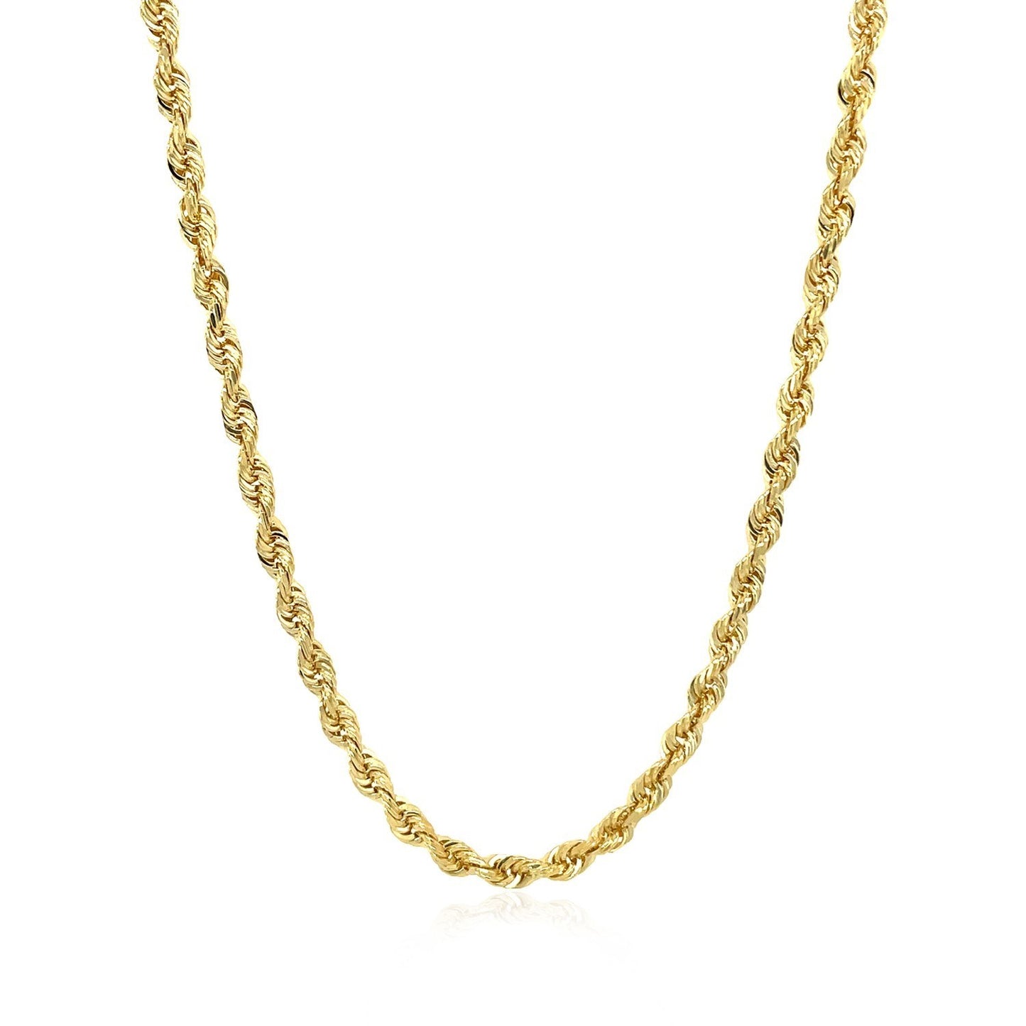10K Yellow Gold Solid Diamond Cut Rope Chain Necklace (1.40 mm)