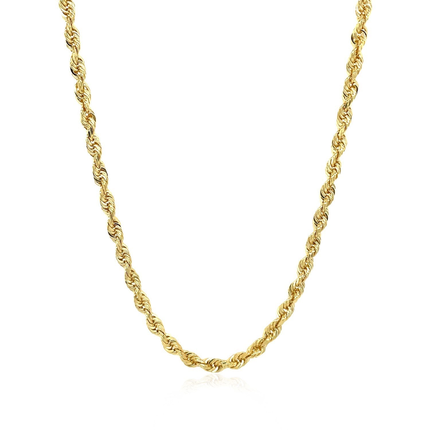 10K Yellow Gold Solid Diamond Cut Rope Chain Necklace (1.40 mm)