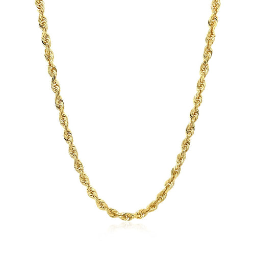 10K Yellow Gold Solid Diamond Cut Rope Chain Necklace (1.40 mm)