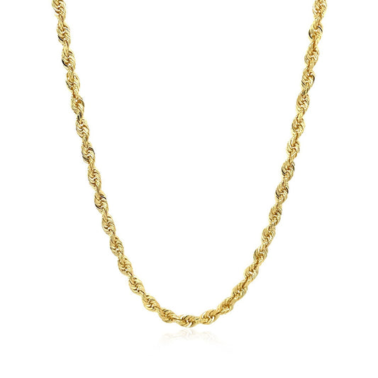 10K Yellow Gold Solid Diamond Cut Rope Chain Necklace (1.40 mm)