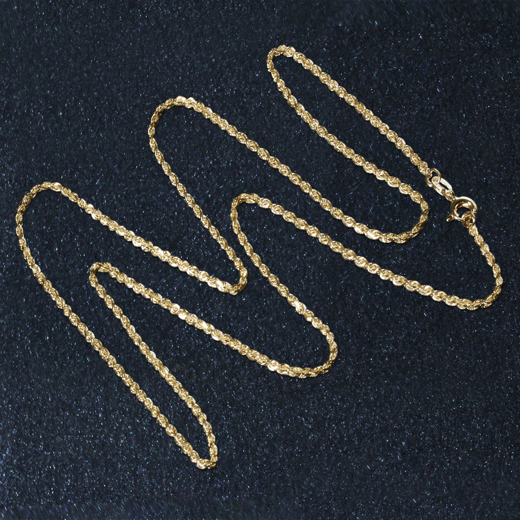 10K Yellow Gold Solid Diamond Cut Rope Chain Necklace (1.40 mm)
