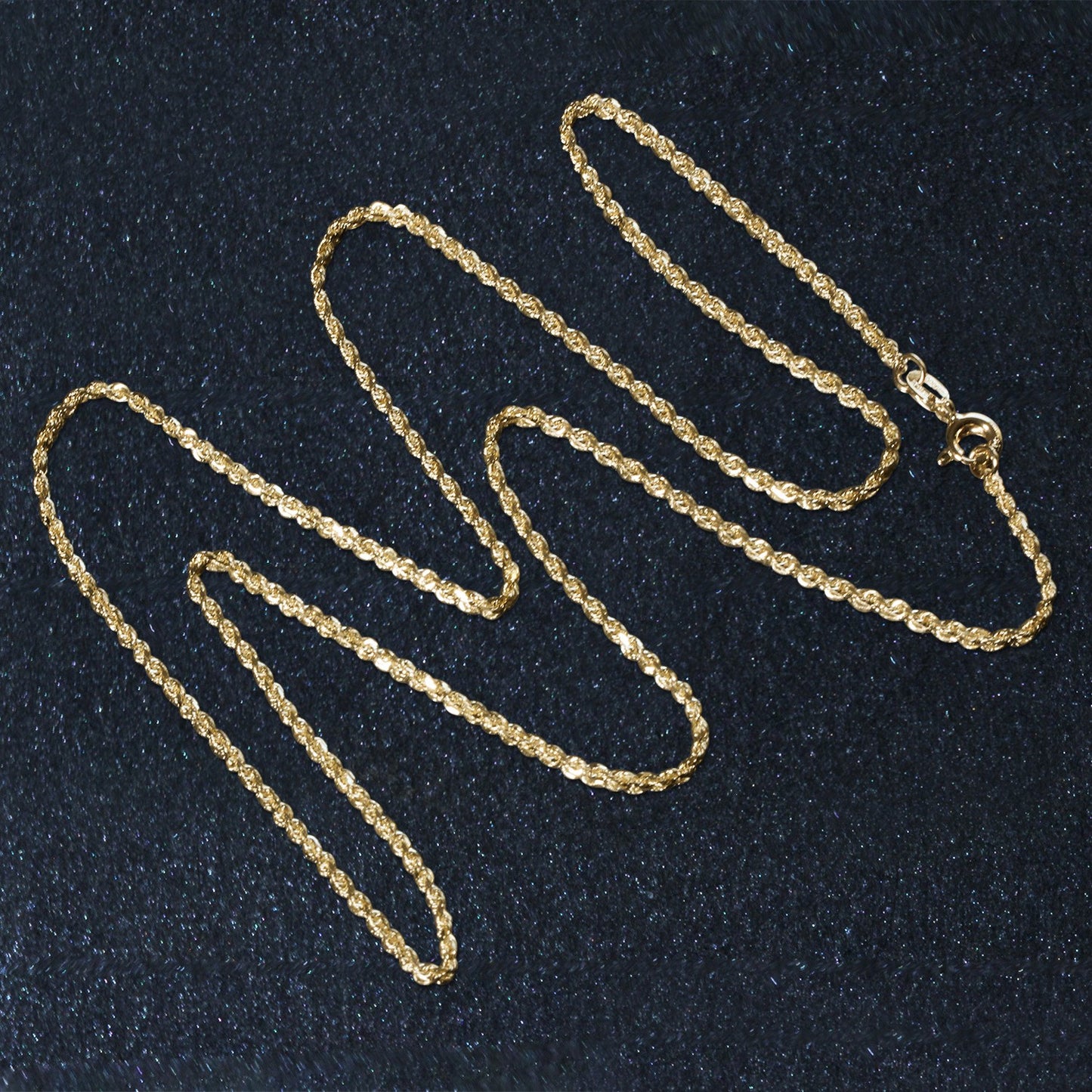 10K Yellow Gold Solid Diamond Cut Rope Chain Necklace (1.40 mm)