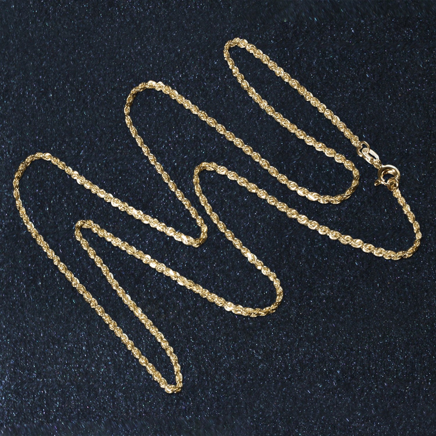 10K Yellow Gold Solid Diamond Cut Rope Chain Necklace (1.40 mm)