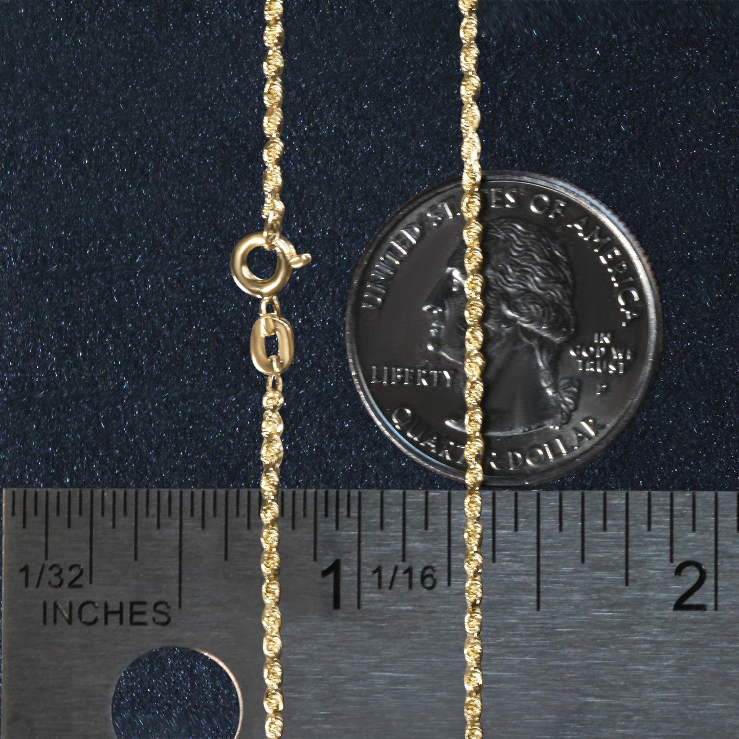 10K Yellow Gold Solid Diamond Cut Rope Chain Necklace (1.40 mm)