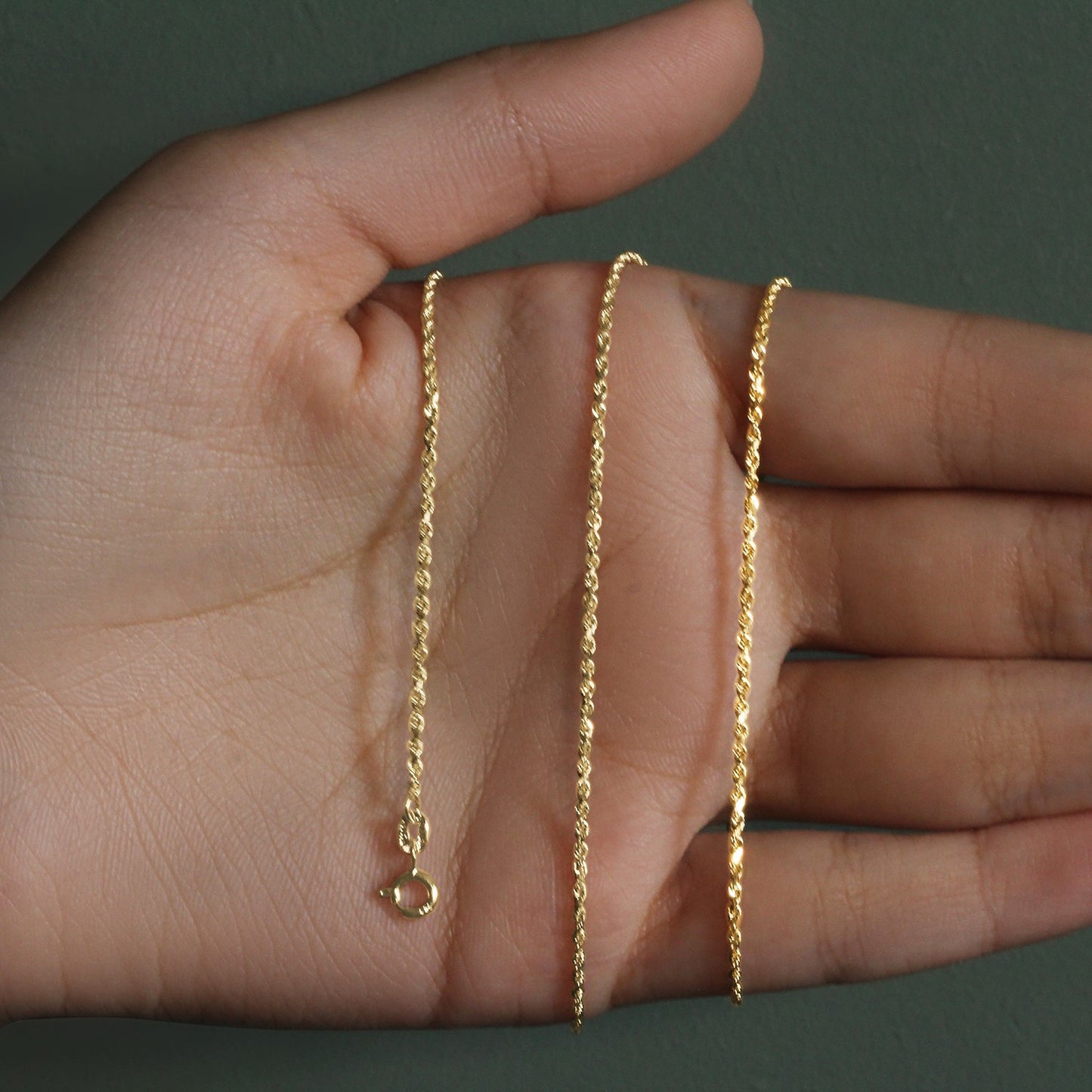 10K Yellow Gold Solid Diamond Cut Rope Chain Necklace (1.40 mm)
