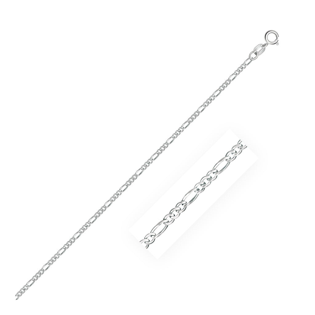 14K White Gold Solid Figaro Chain – 1.90mm, Solid Gold