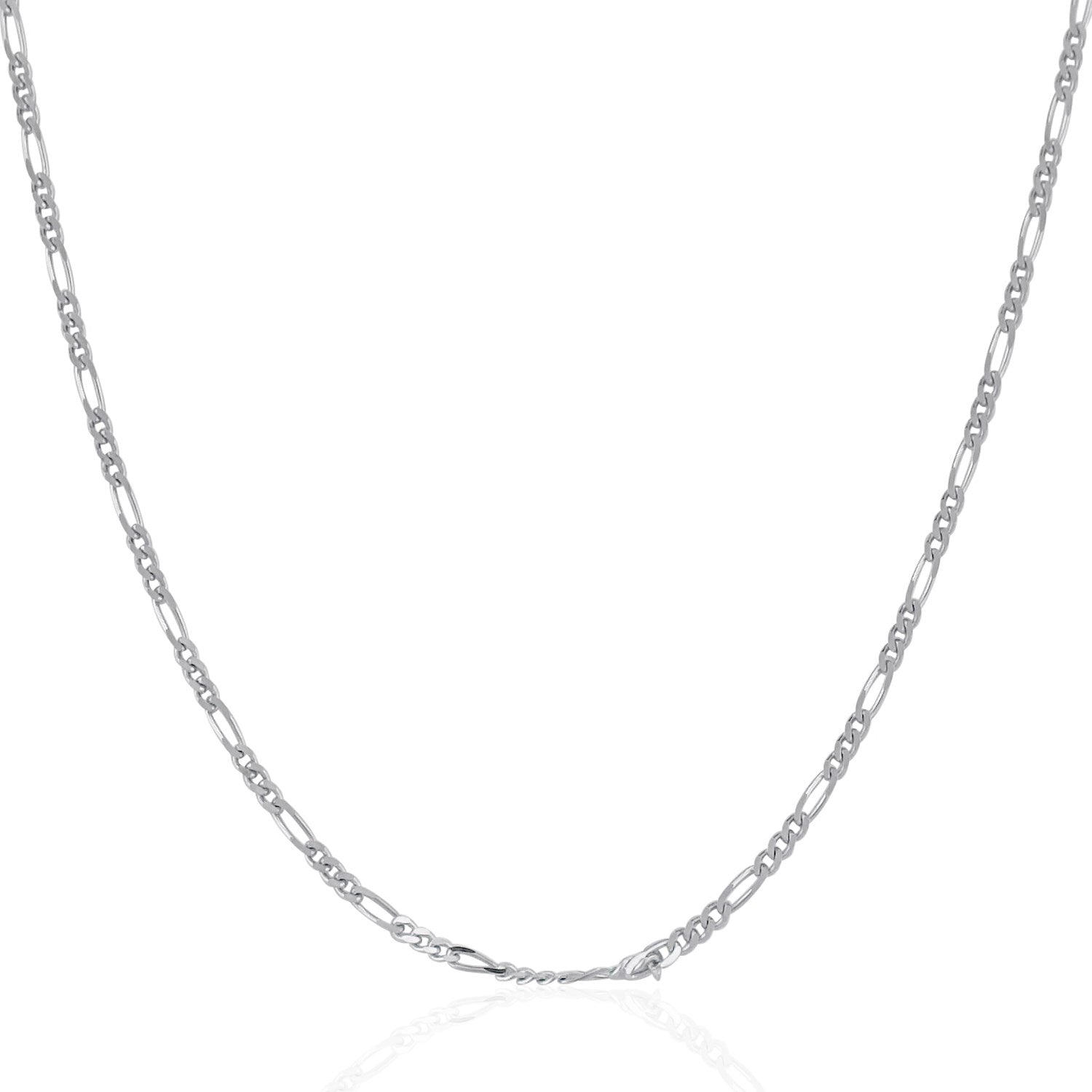 14K White Gold Solid Figaro Chain – 1.90mm, Solid Gold