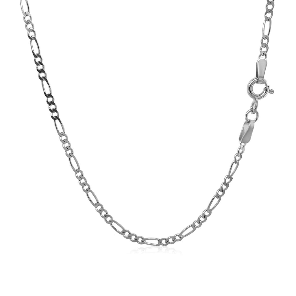 14K White Gold Solid Figaro Chain – 1.90mm, Solid Gold