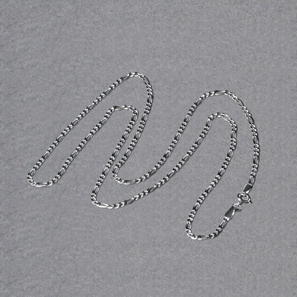 14K White Gold Solid Figaro Chain – 1.90mm, Solid Gold
