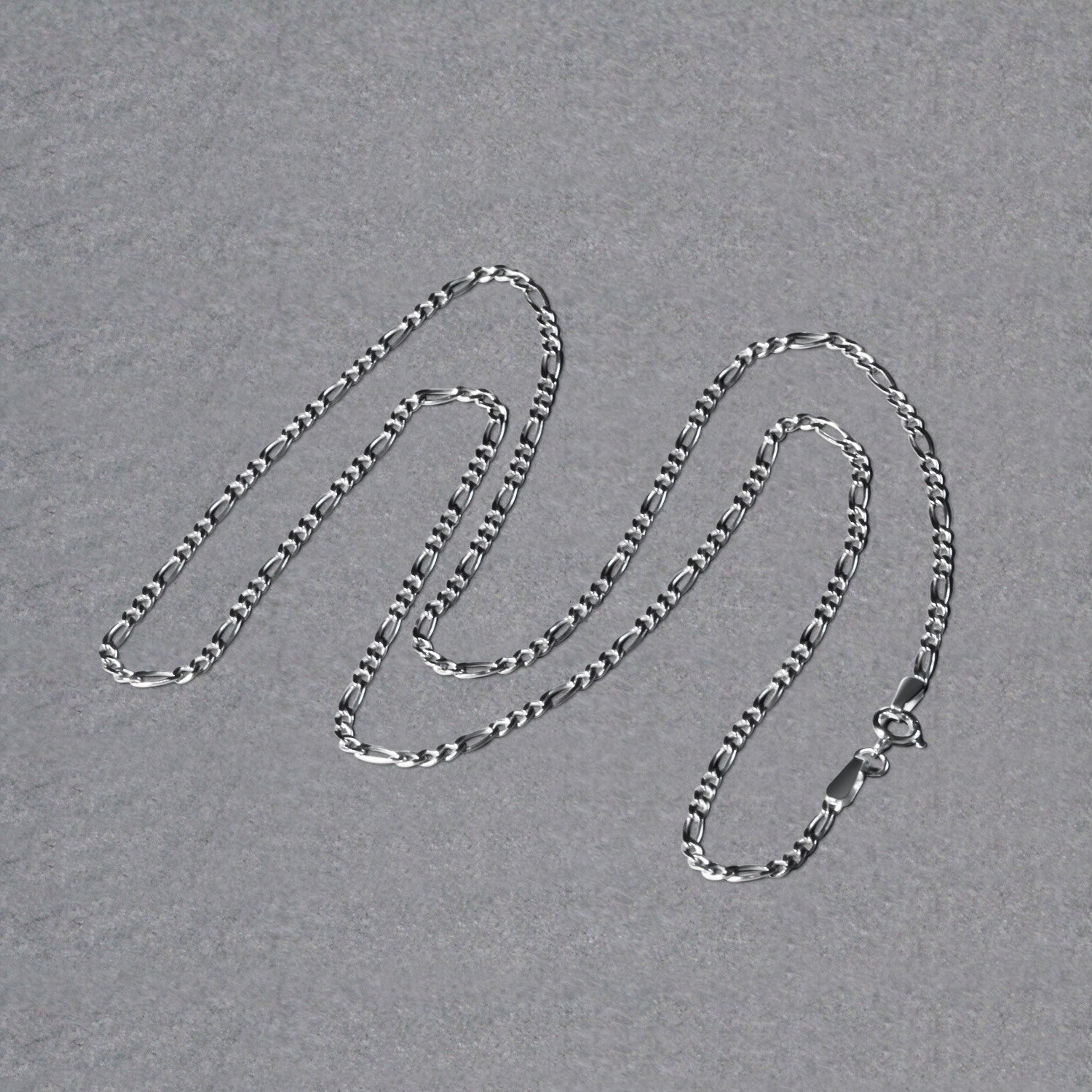 14K White Gold Solid Figaro Chain – 1.90mm, Solid Gold