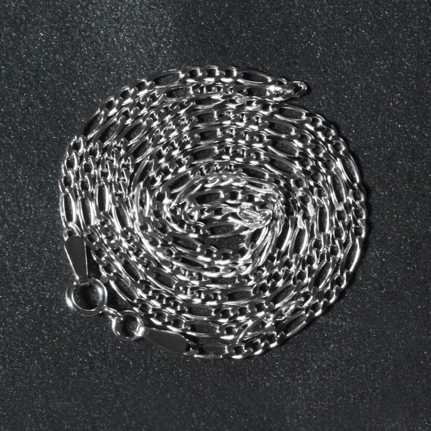 14K White Gold Solid Figaro Chain – 1.90mm, Solid Gold