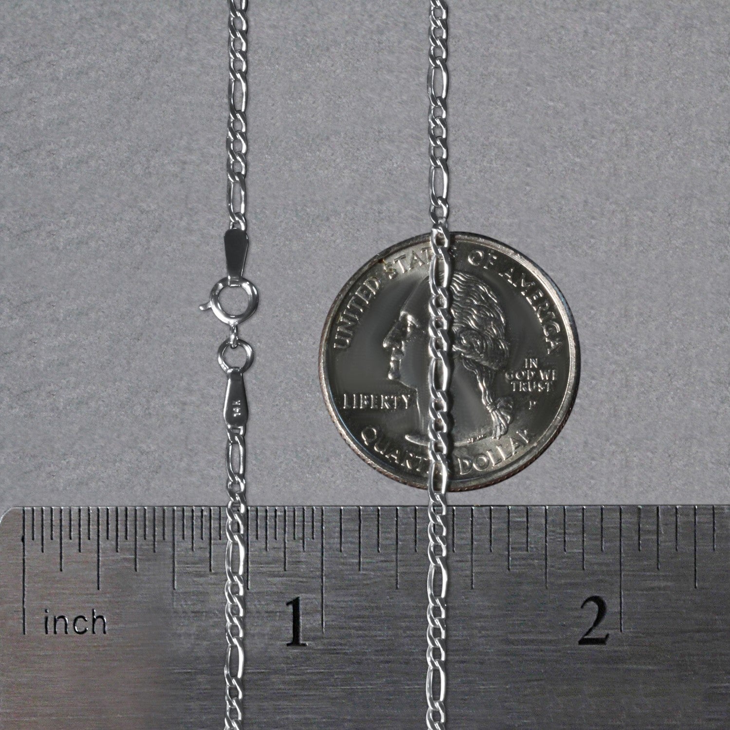 14K White Gold Solid Figaro Chain – 1.90mm, Solid Gold