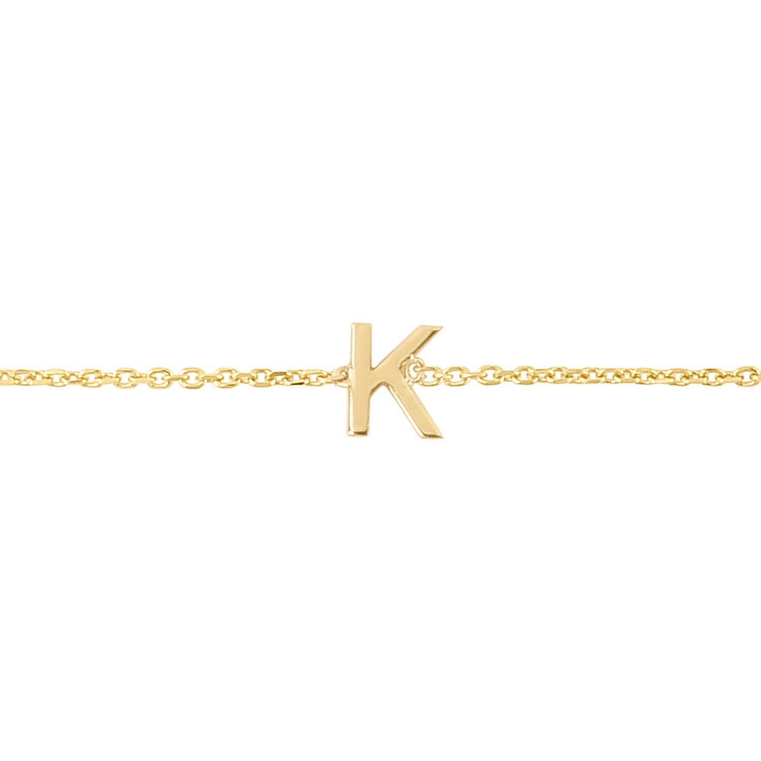 14K Yellow Gold Women's Mini Initial K Bracelet – 7 Inches – 14K Gold