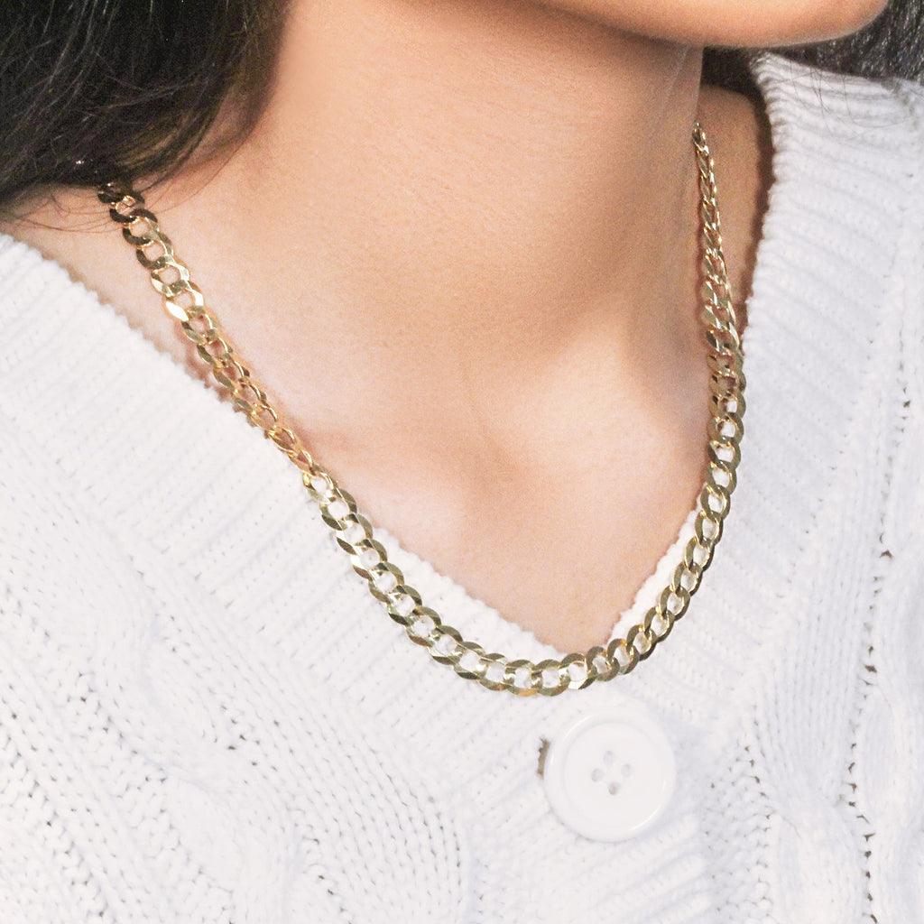 10k Yellow Gold Solid Curb Chain (7.00 mm)