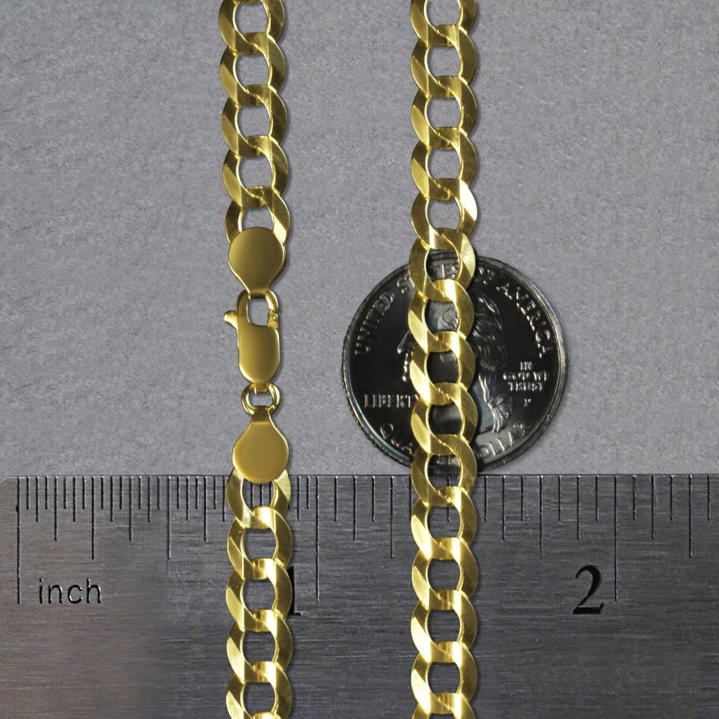 10k Yellow Gold Solid Curb Chain (7.00 mm)