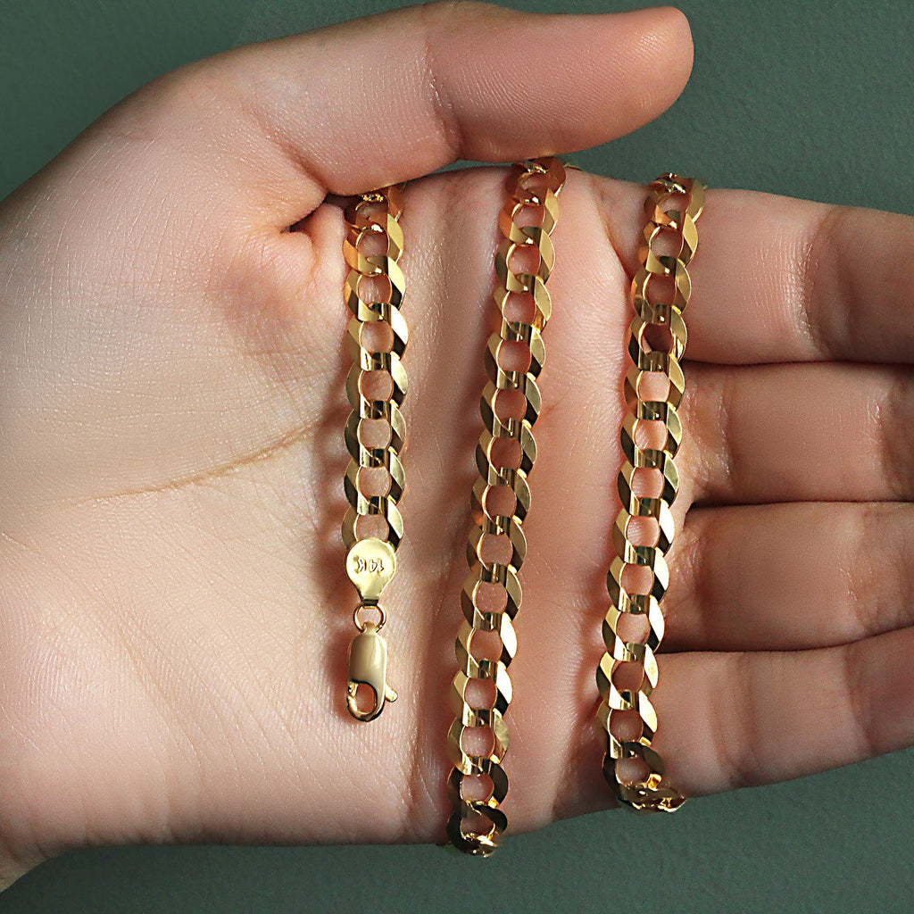 10k Yellow Gold Solid Curb Chain (7.00 mm)
