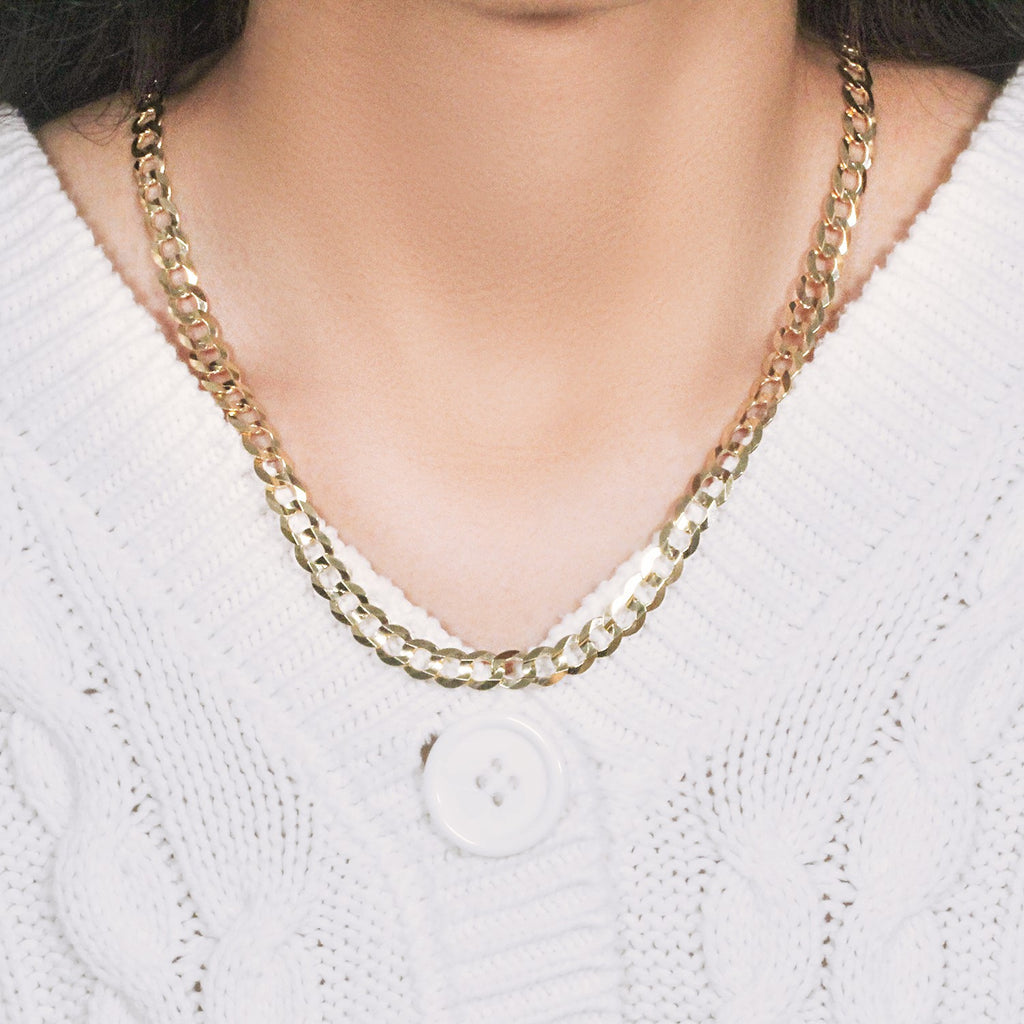 10k Yellow Gold Solid Curb Chain (7.00 mm)