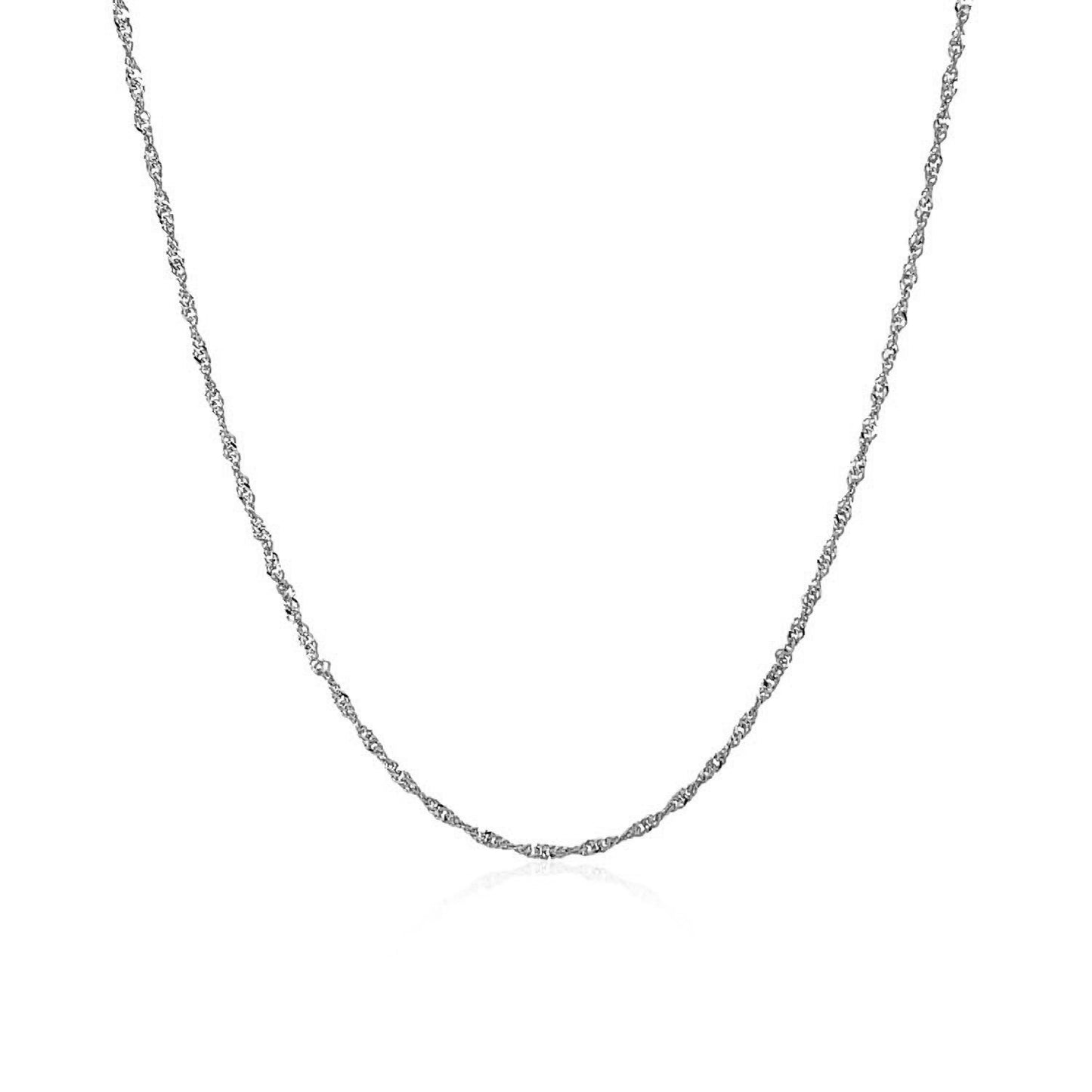 14K White Gold Singapore Chain Necklace (1.10 mm)