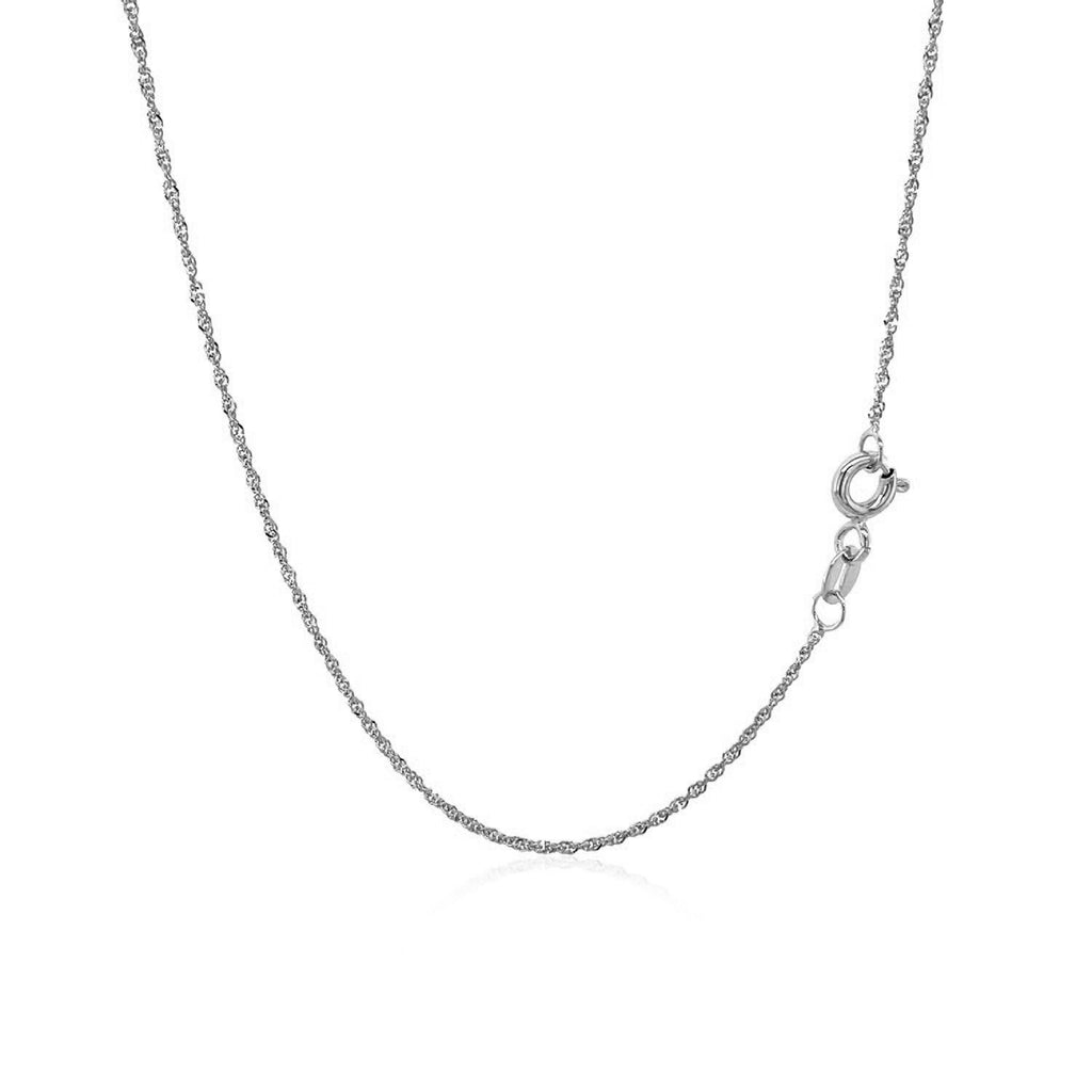 14K White Gold Singapore Chain Necklace (1.10 mm)