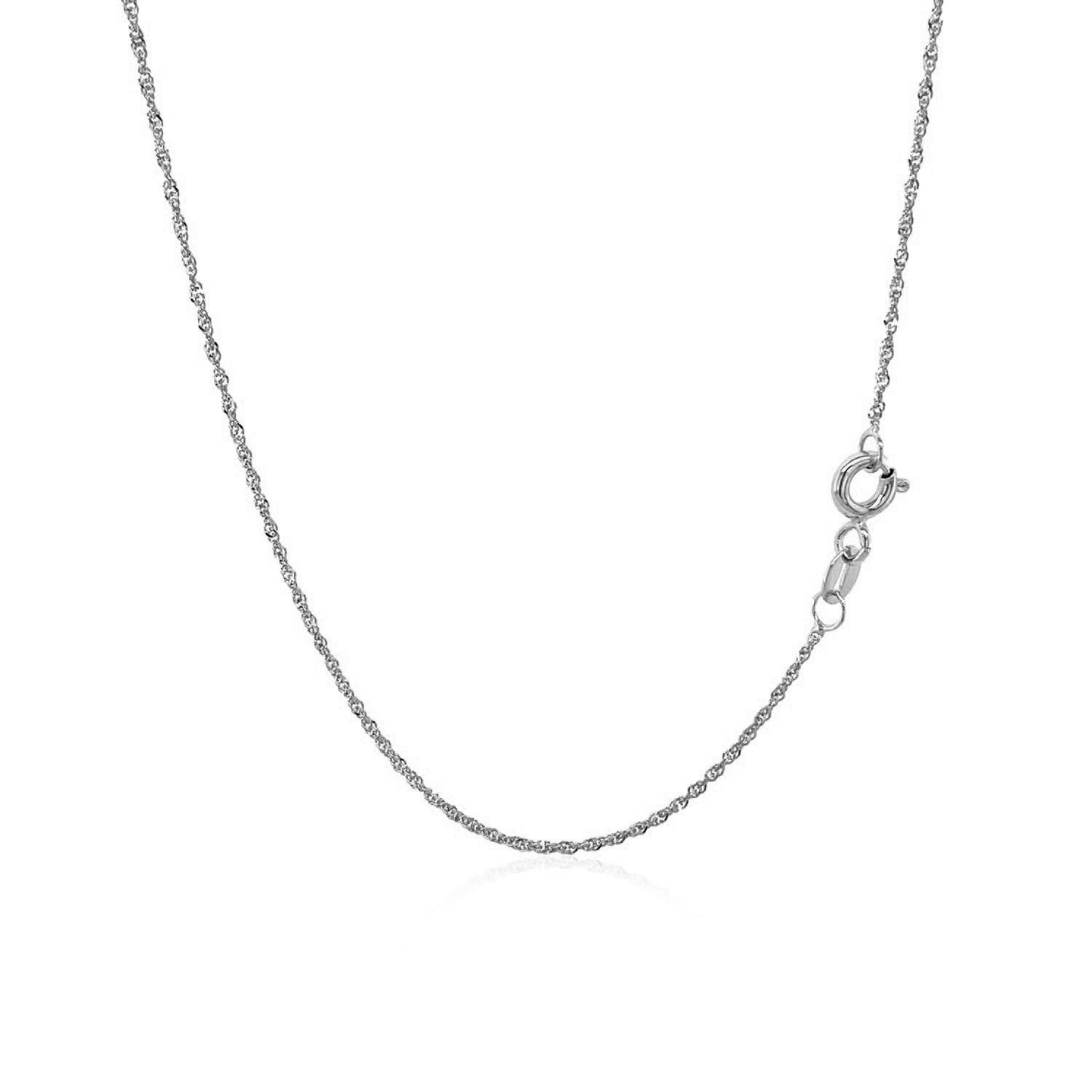 14K White Gold Singapore Chain Necklace (1.10 mm)