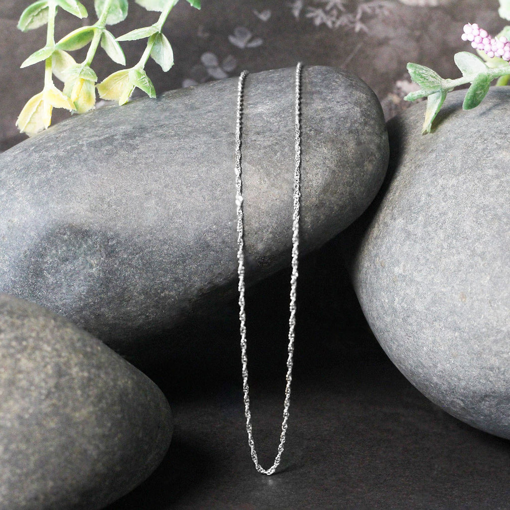 14K White Gold Singapore Chain Necklace (1.10 mm)