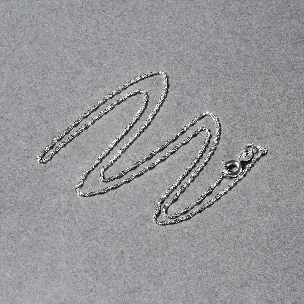 14K White Gold Singapore Chain Necklace (1.10 mm)