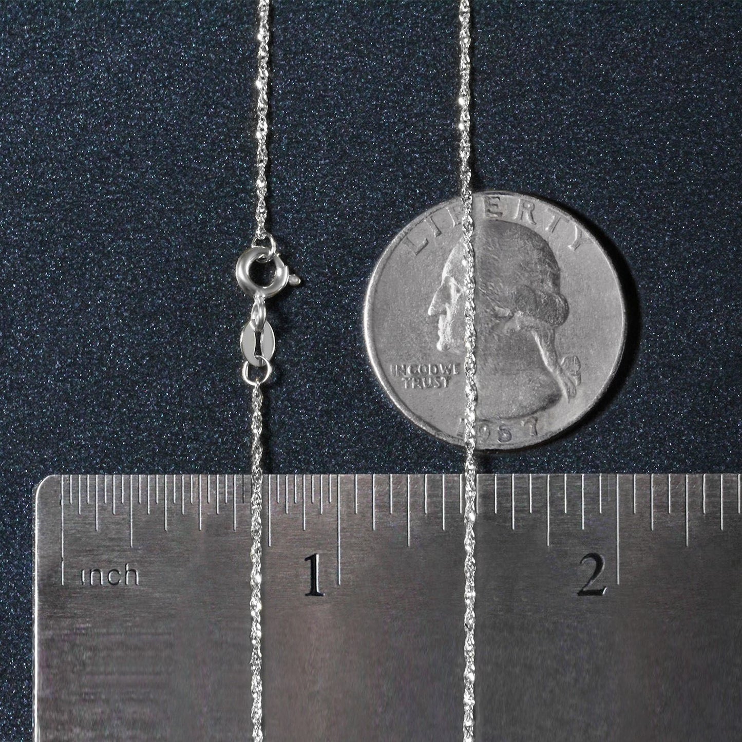 14K White Gold Singapore Chain Necklace (1.10 mm)
