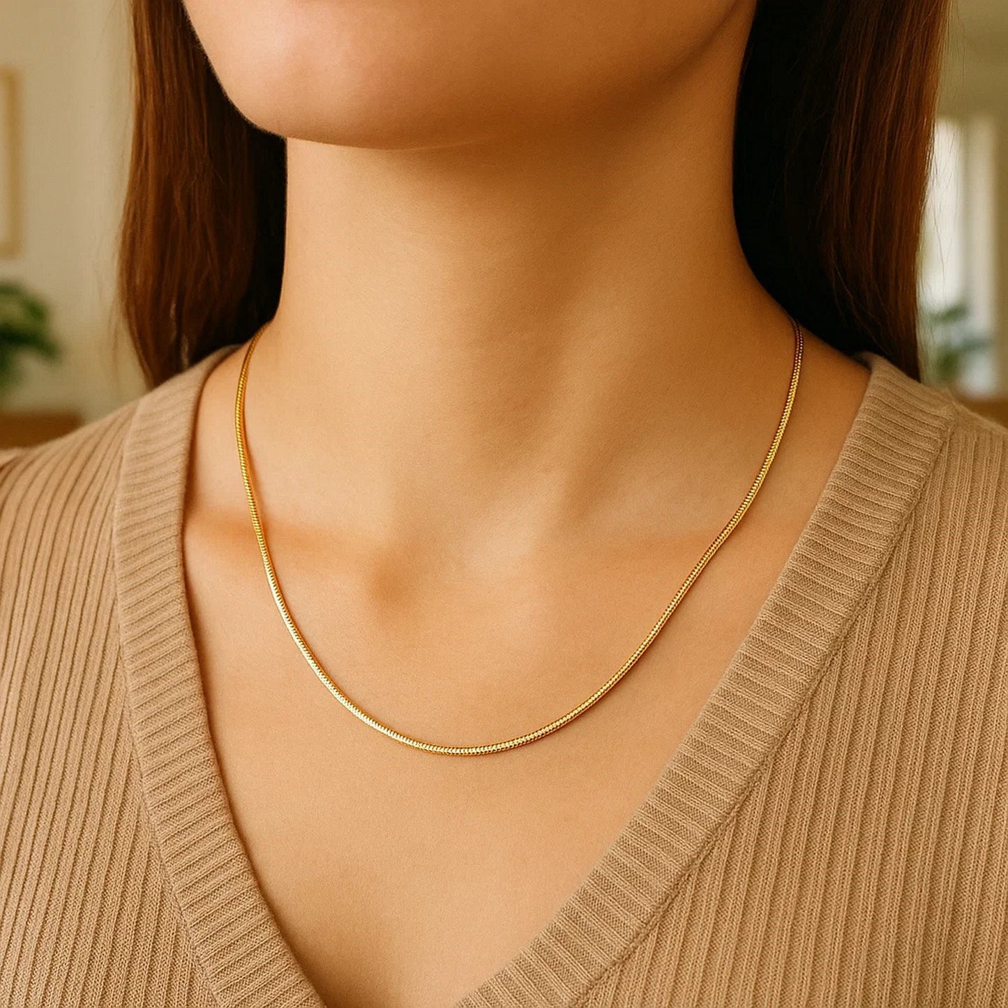 14k Yellow Gold Round Snake Chain (0.90 mm)