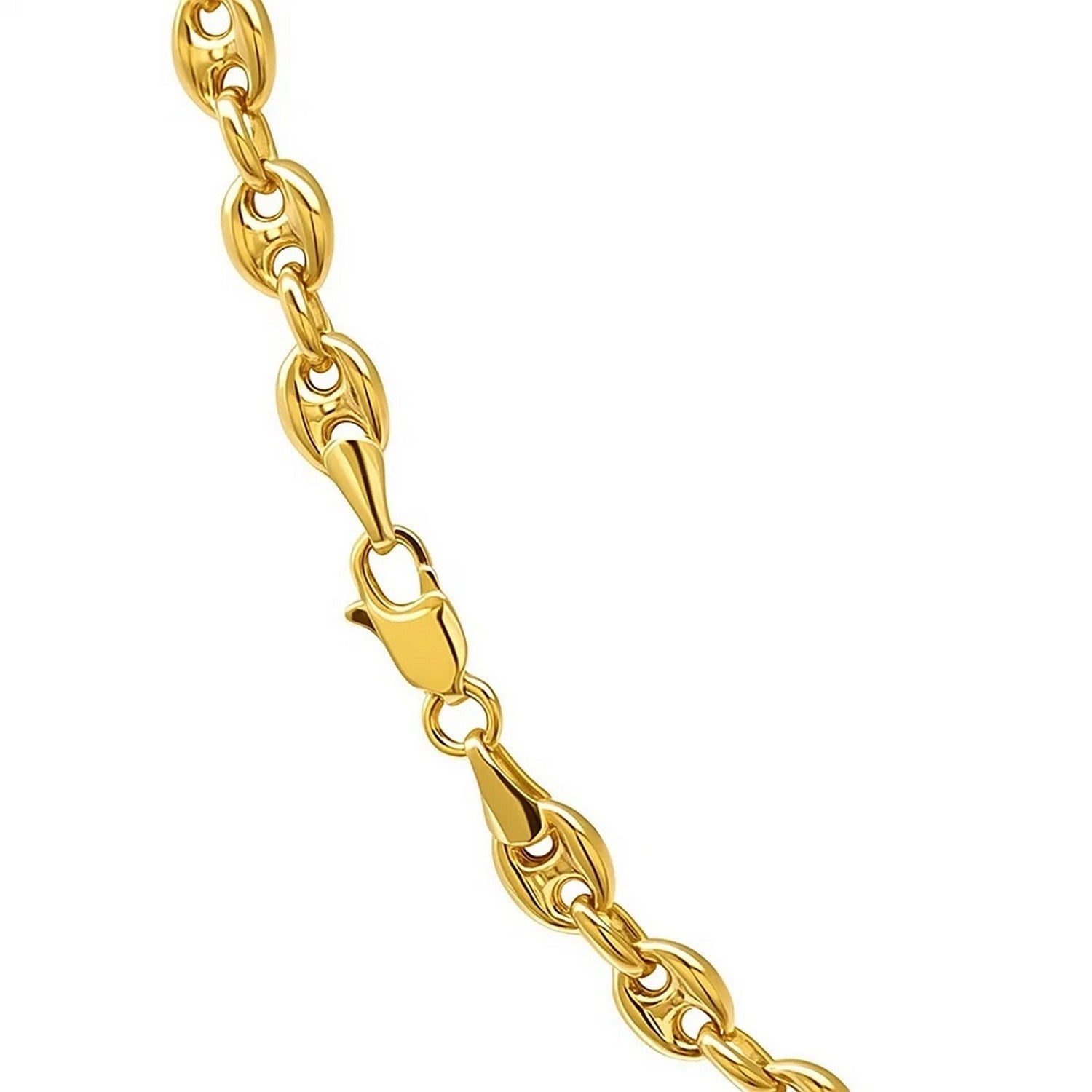 14K Yellow Gold Men's Puffed Mariner Link Chain Necklace – 18 to 24 Inches – 14K Gold