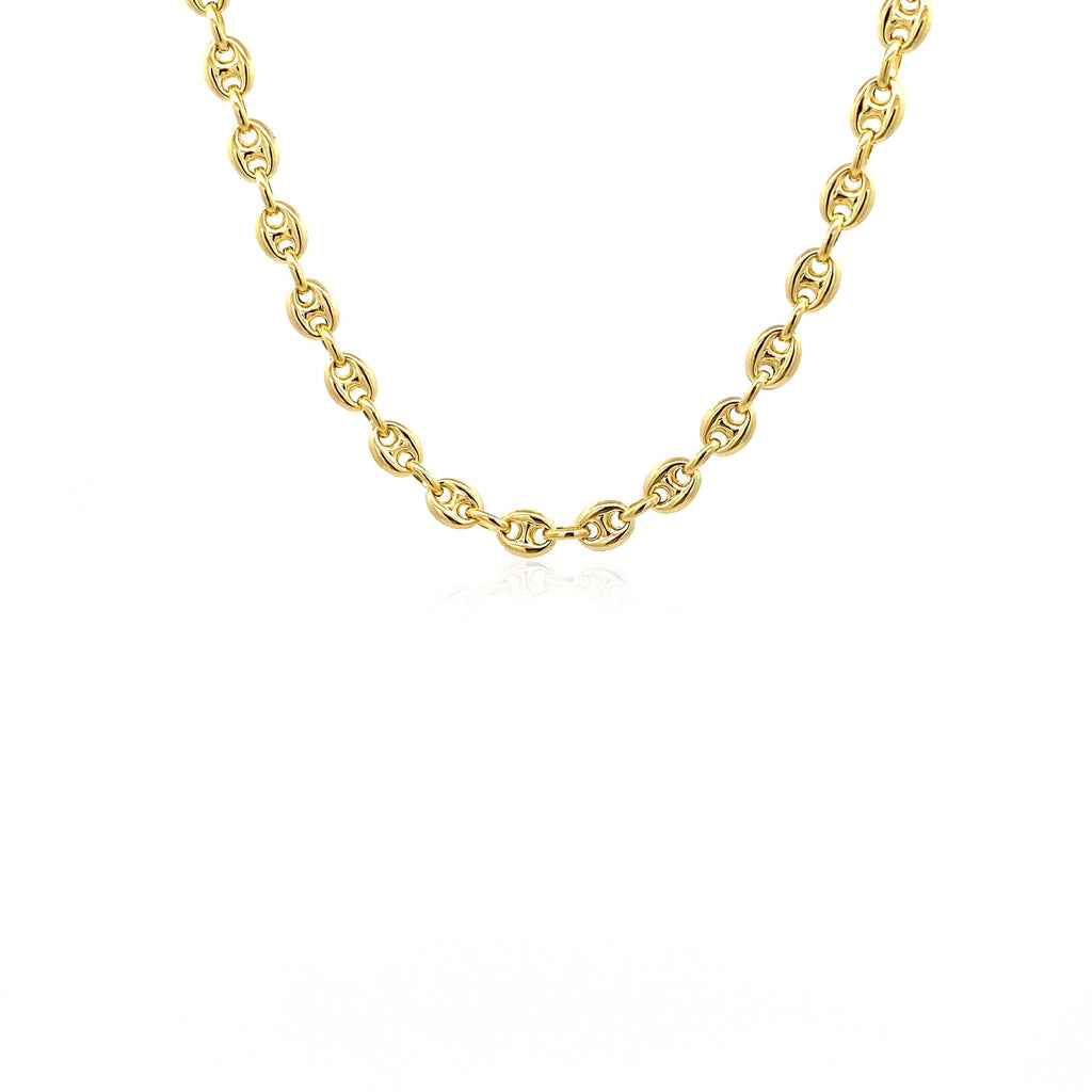 14K Yellow Gold Men's Puffed Mariner Link Chain Necklace – 18 to 24 Inches – 14K Gold