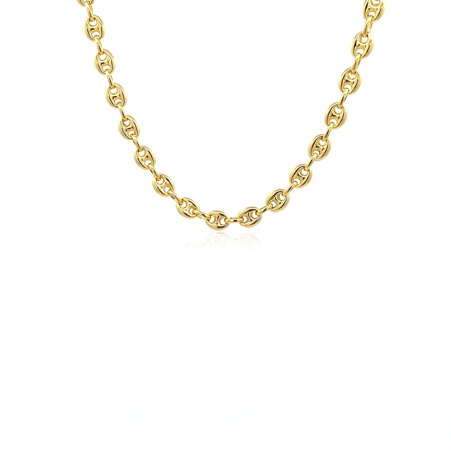 14K Yellow Gold Men's Puffed Mariner Link Chain Necklace – 18 to 24 Inches – 14K Gold