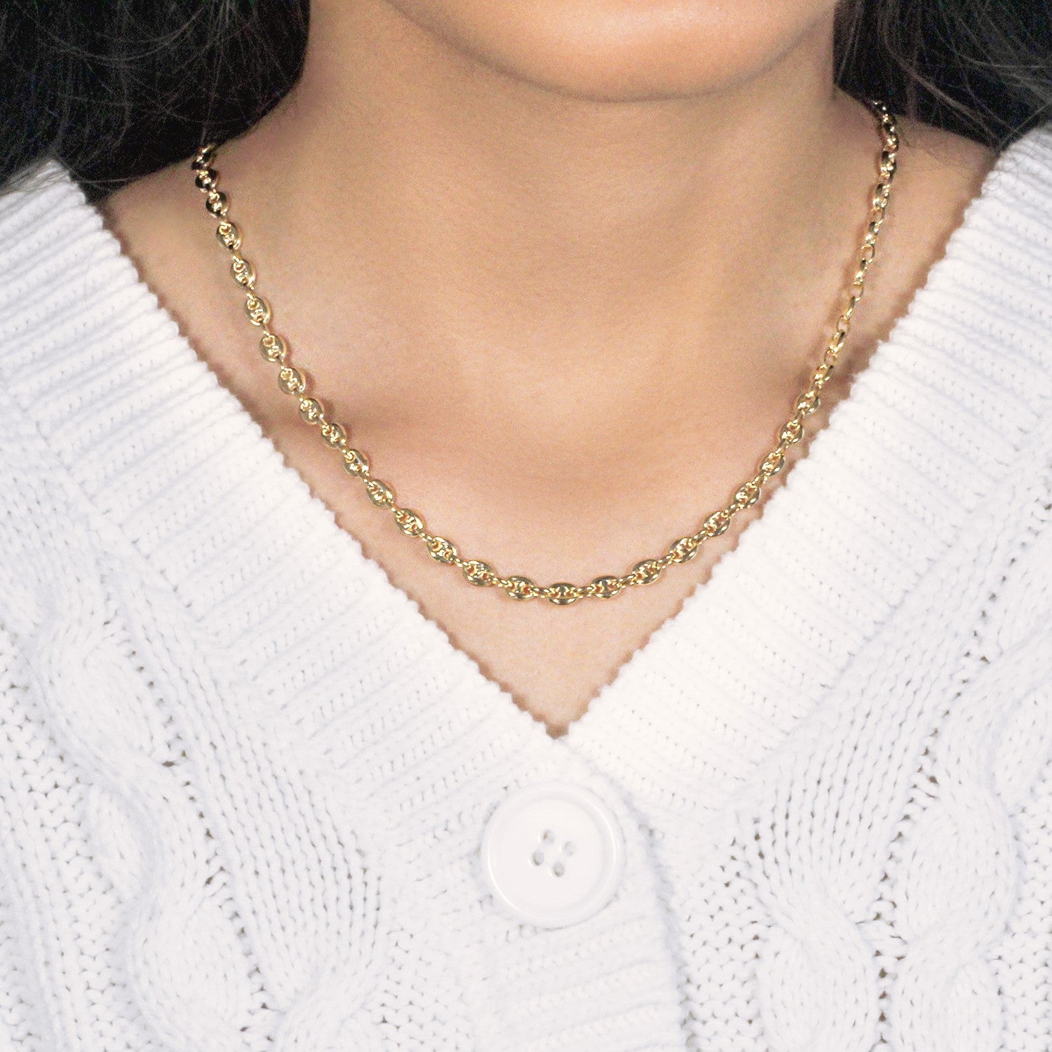 14K Yellow Gold Men's Puffed Mariner Link Chain Necklace – 18 to 24 Inches – 14K Gold