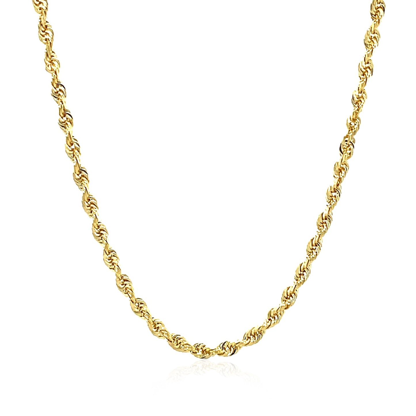 14K Yellow Gold Solid Diamond Cut Rope Chain Necklace (2.75 mm)