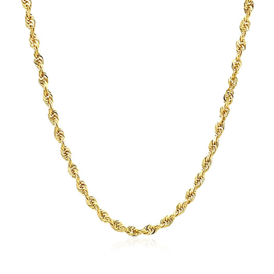 14K Yellow Gold Solid Diamond Cut Rope Chain Necklace (2.75 mm)
