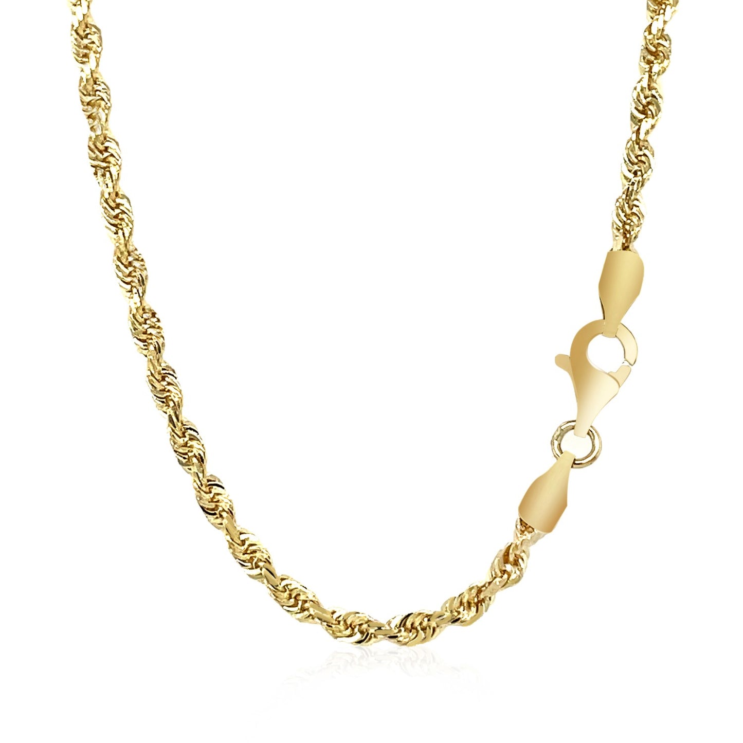 14K Yellow Gold Solid Diamond Cut Rope Chain Necklace (2.75 mm)