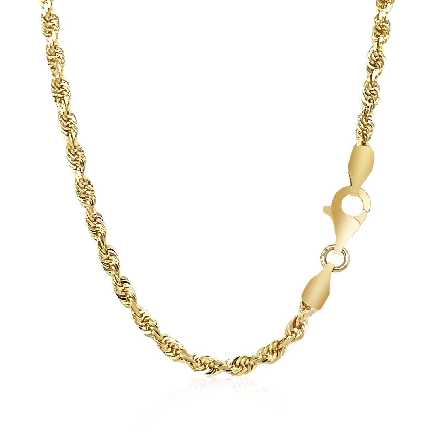 14K Yellow Gold Solid Diamond Cut Rope Chain Necklace (2.75 mm)