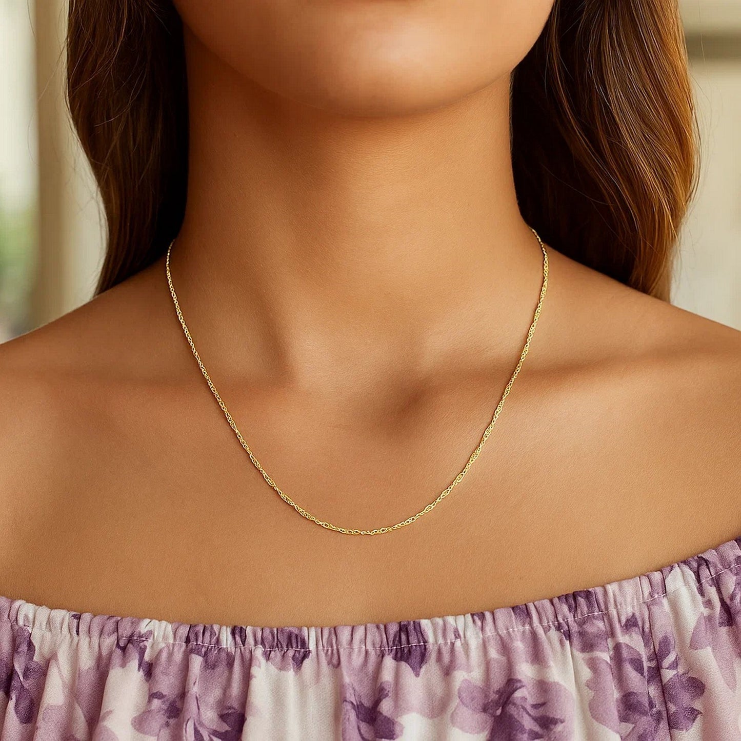 14K Yellow Gold Singapore Chain Necklace (0.81 mm)