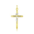 14k Two Tone Gold Cross Pendant