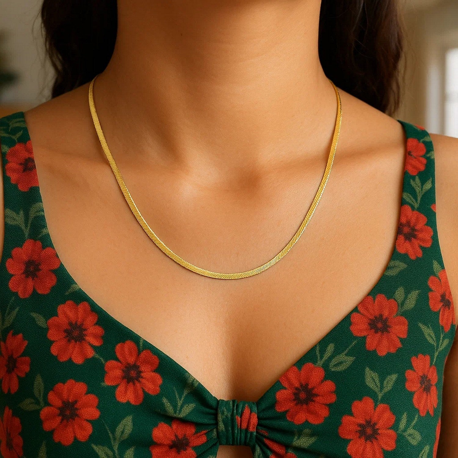 14K Yellow Gold Super Flex Herringbone Chain 2.80mm | Solid Gold